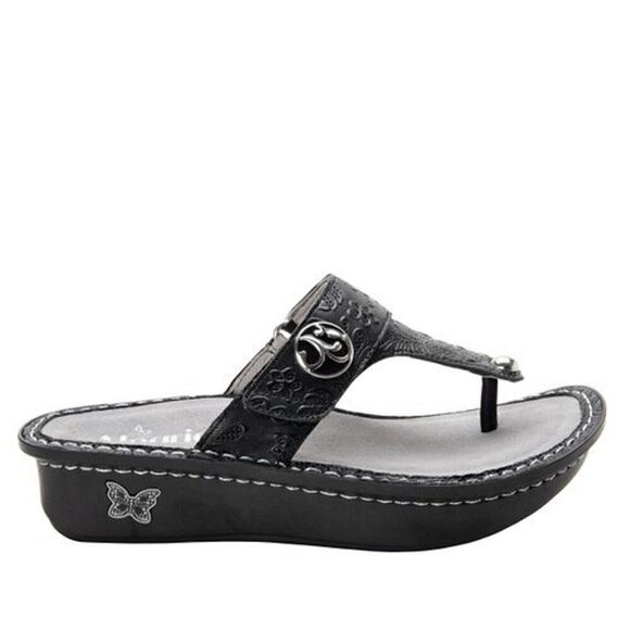 NEW Alegria Women's 8.5-9 Carina Thong Sandals Hello Doily BLACK Size 38 - Picture 2 of 16